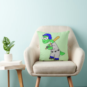 Illustration av en Brontosaurus Baseball Player. Kudde