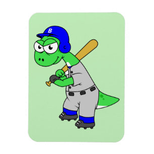 Illustration av en Brontosaurus Baseball Player. Magnet