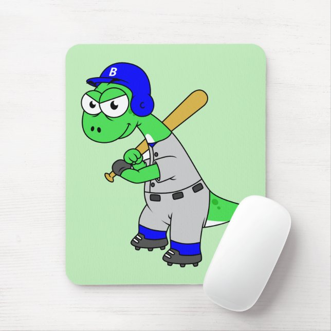 Illustration av en Brontosaurus Baseball Player. Musmatta (Med mus)
