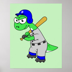 Illustration av en Brontosaurus Baseball Player. Poster