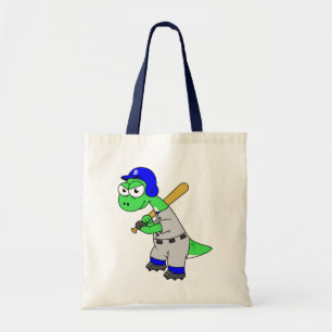 Illustration av en Brontosaurus Baseball Player. Tygkasse