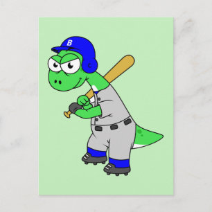 Illustration av en Brontosaurus Baseball Player. Vykort
