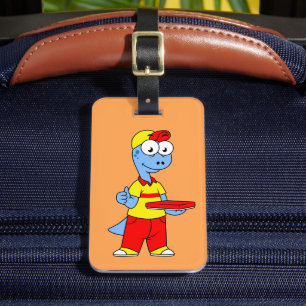 Illustration av en Brontosaurus-leveransperson. Bagagebricka