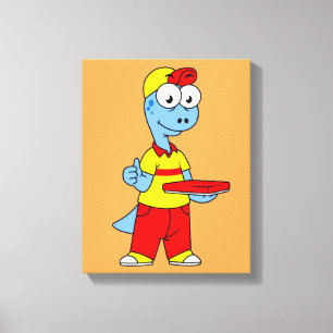 Illustration av en Brontosaurus-leveransperson. Canvastryck