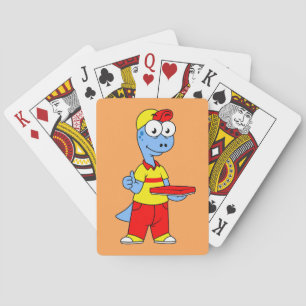 Illustration av en Brontosaurus-leveransperson. Casinokort