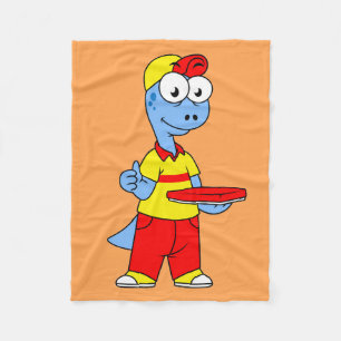 Illustration av en Brontosaurus-leveransperson. Fleecefilt