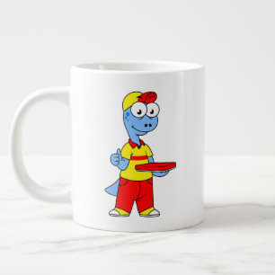 Illustration av en Brontosaurus-leveransperson. Jumbo Mugg