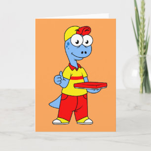 Illustration av en Brontosaurus-leveransperson. Kort