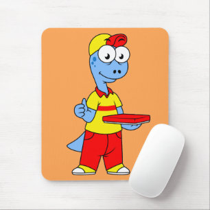 Illustration av en Brontosaurus-leveransperson. Musmatta