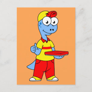 Illustration av en Brontosaurus-leveransperson. Vykort