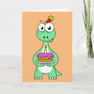 Illustration av en Brontosaurus med födelsedagstår Kort
