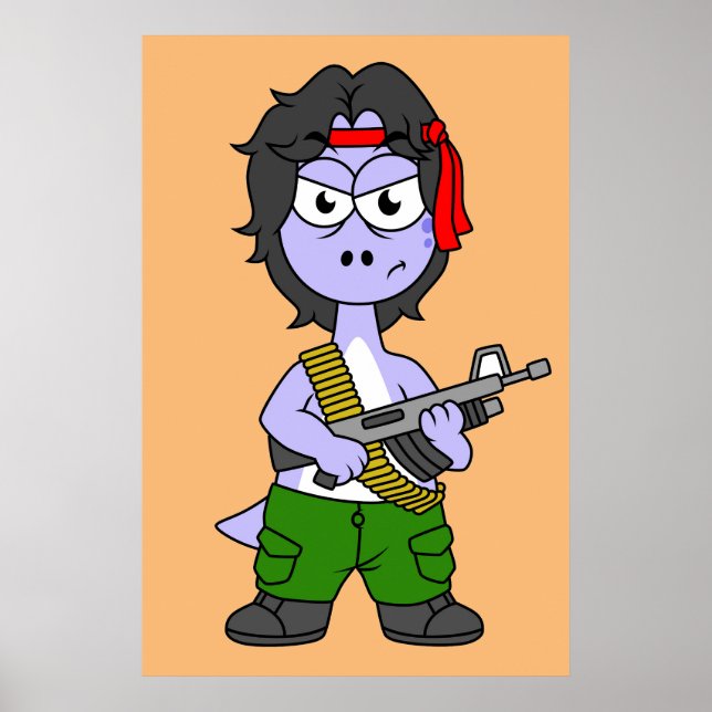 Illustration av en brontosaurus nedtryckt som Ramb Poster (Framsidan)