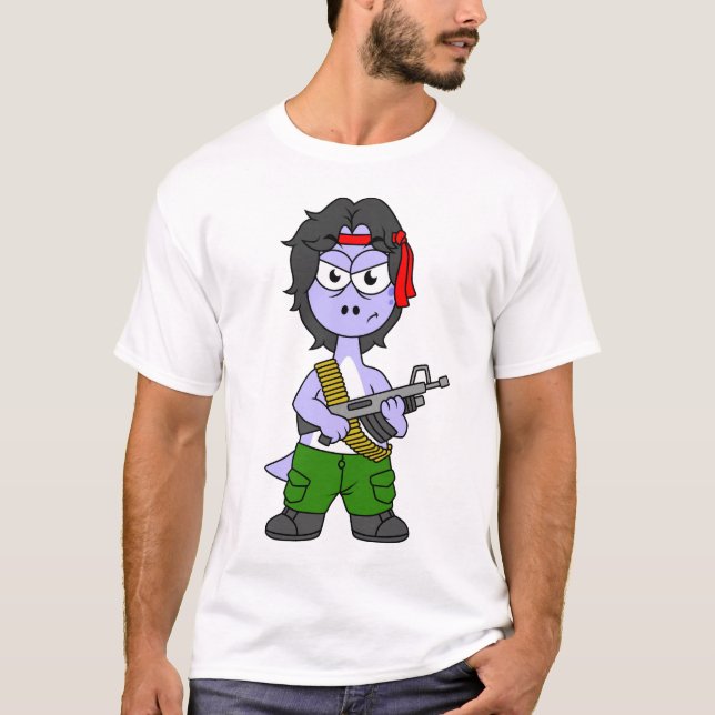 Illustration av en brontosaurus nedtryckt som Ramb T Shirt (Framsida)