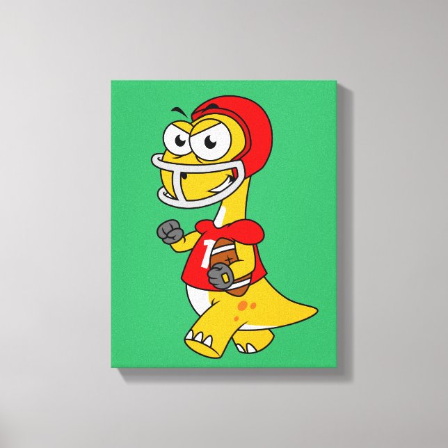 Illustration av en Brontosaurus som spelar fotboll Canvastryck (Framsida)