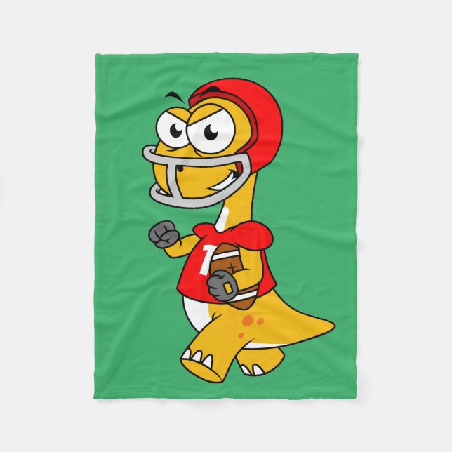 Illustration av en Brontosaurus som spelar fotboll Fleecefilt (Framsidan)