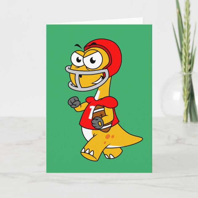 Illustration av en Brontosaurus som spelar fotboll Kort (Framsida)