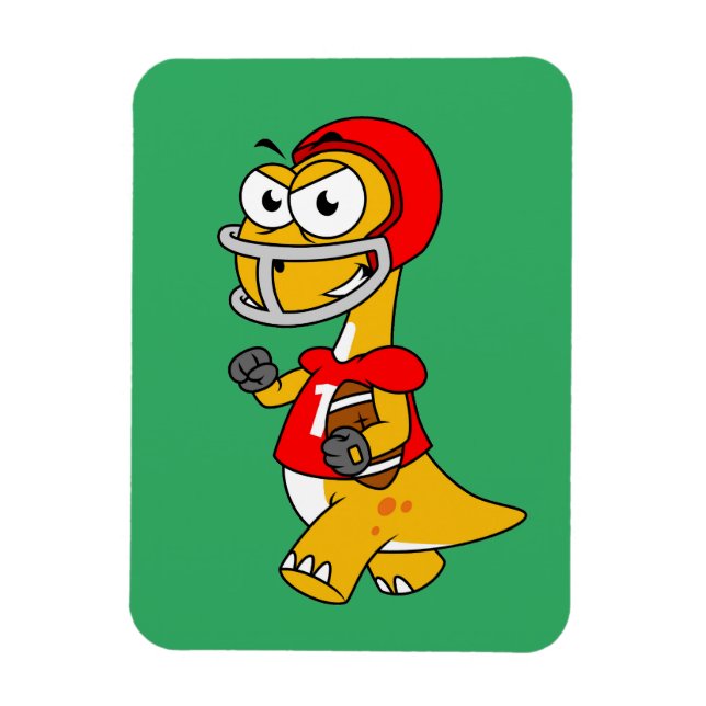 Illustration av en Brontosaurus som spelar fotboll Magnet (Vertikal)