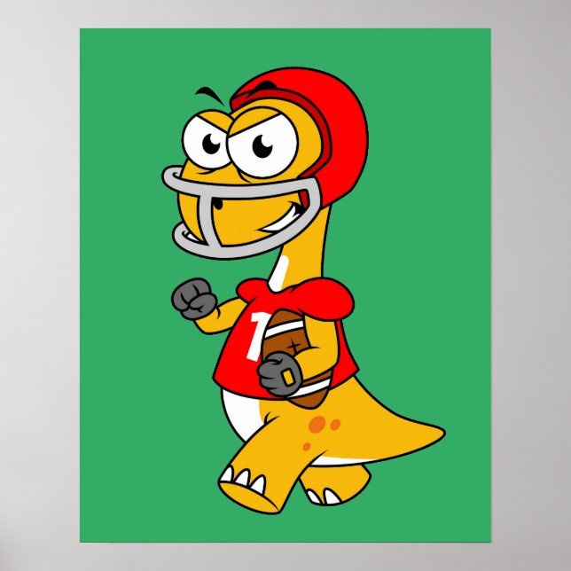 Illustration av en Brontosaurus som spelar fotboll Poster (Framsidan)