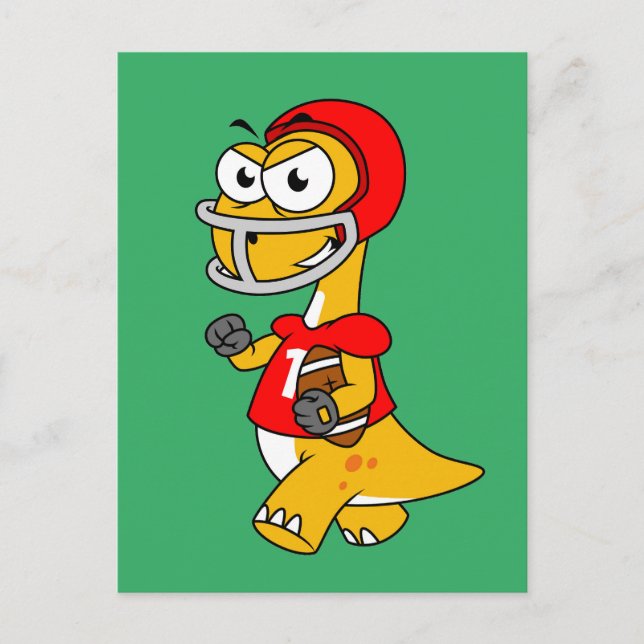 Illustration av en Brontosaurus som spelar fotboll Vykort (Framsida)