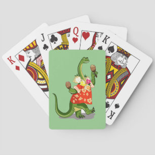 Illustration av en Brontosaurus som spelar Maracas Casinokort