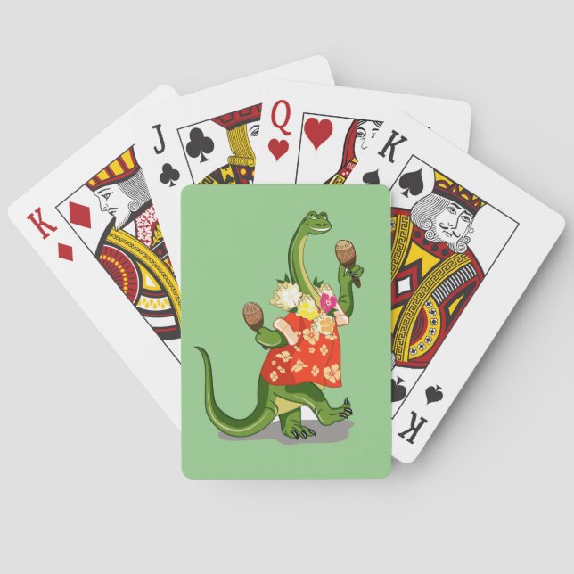 Illustration av en Brontosaurus som spelar Maracas Casinokort (Baksidan)