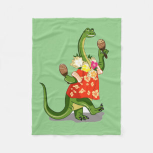 Illustration av en Brontosaurus som spelar Maracas Fleecefilt