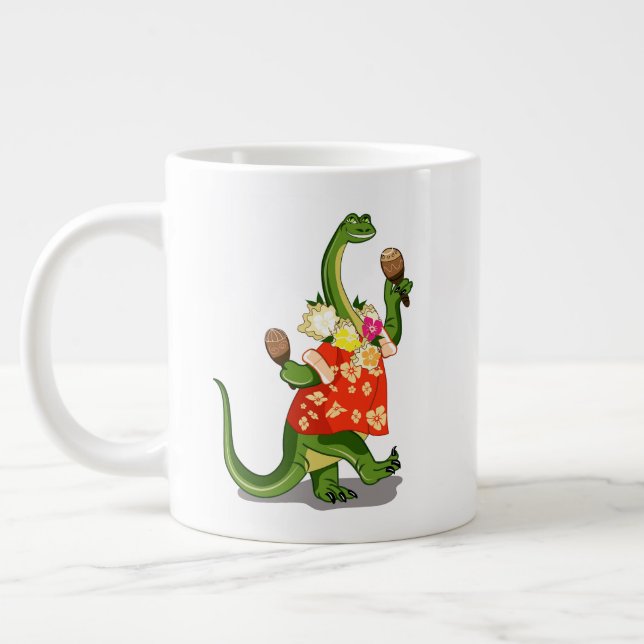Illustration av en Brontosaurus som spelar Maracas Jumbo Mugg (Vänster)
