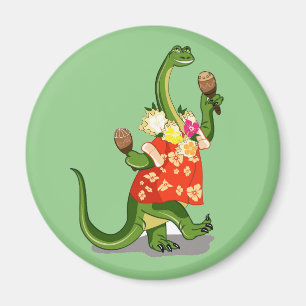 Illustration av en Brontosaurus som spelar Maracas Magnet