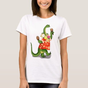 Illustration av en Brontosaurus som spelar Maracas T Shirt