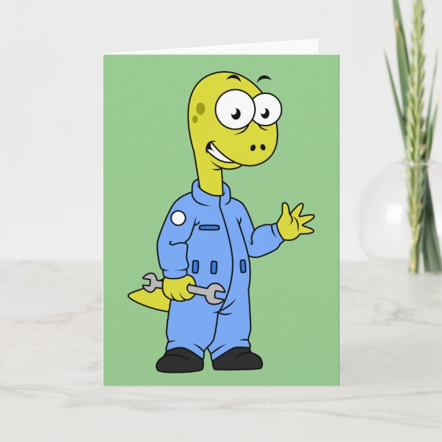 Illustration av en Brontosaurusmekanism. Kort (Framsida)