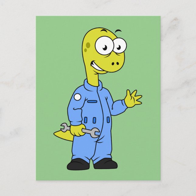 Illustration av en Brontosaurusmekanism. Vykort (Framsida)