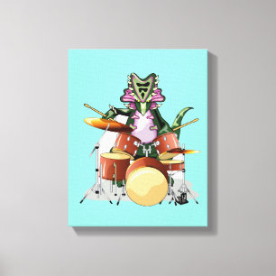 Illustration av en Chasmosaurus som spelar drummen Canvastryck