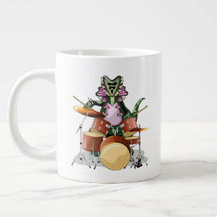 Illustration av en Chasmosaurus som spelar drummen Jumbo Mugg