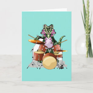 Illustration av en Chasmosaurus som spelar drummen Kort