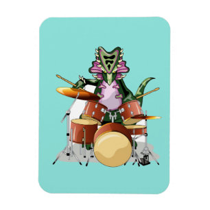 Illustration av en Chasmosaurus som spelar drummen Magnet