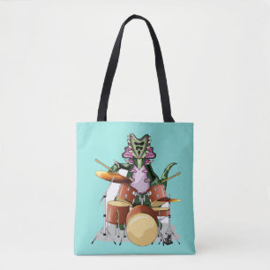 Illustration av en Chasmosaurus som spelar drummen Tygkasse