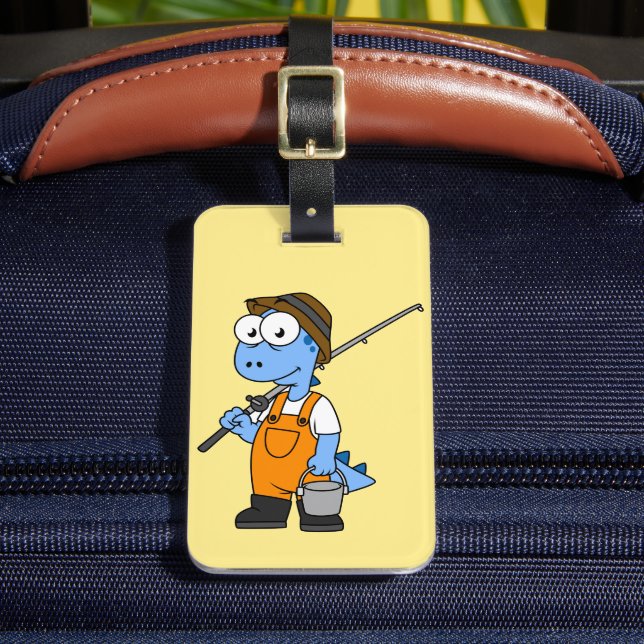 Illustration av en fiskare från Allosaurus. Bagagebricka (Framsida Insitu 2)