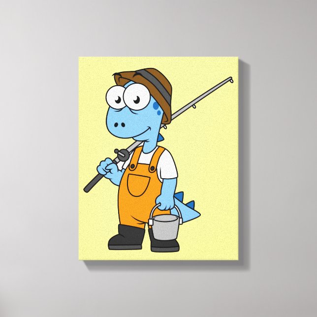 Illustration av en fiskare från Allosaurus. Canvastryck (Framsida)