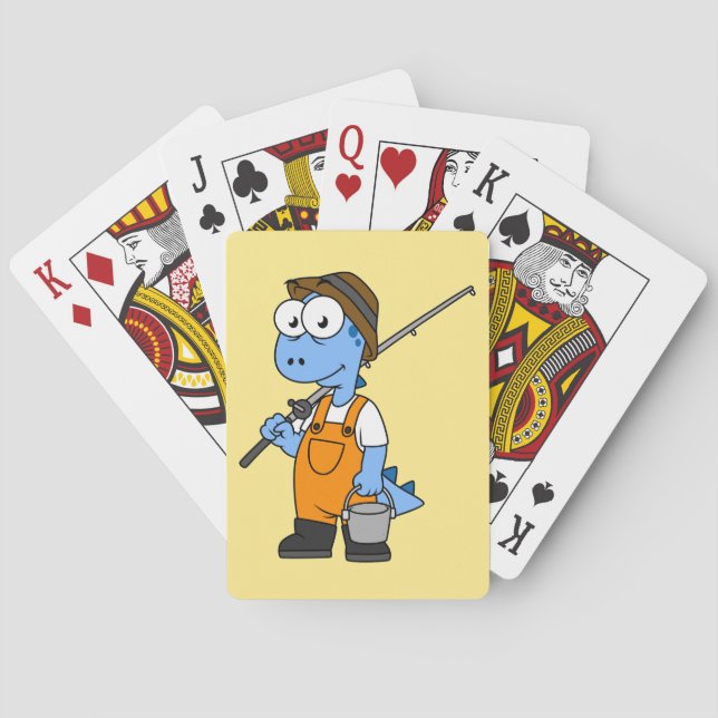 Illustration av en fiskare från Allosaurus. Casinokort (Baksidan)