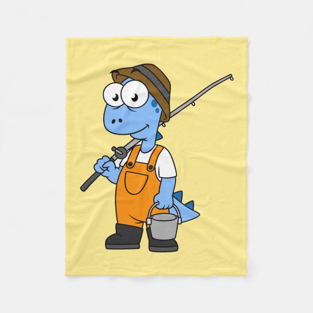 Illustration av en fiskare från Allosaurus. Fleecefilt (Framsidan)