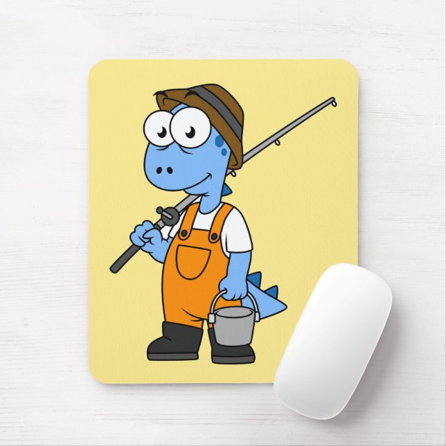 Illustration av en fiskare från Allosaurus. Musmatta (Med mus)