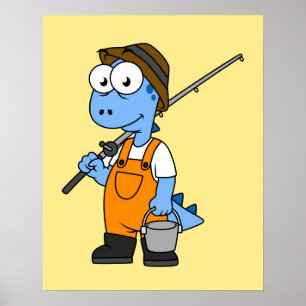 Illustration av en fiskare från Allosaurus. Poster