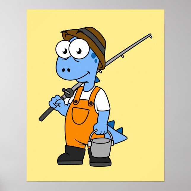 Illustration av en fiskare från Allosaurus. Poster (Framsidan)