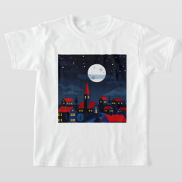 Illustration av en fridfull nattlig stad t shirt