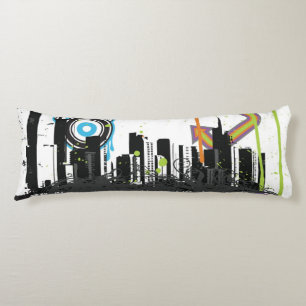 Illustration av en grungy cityscape kroppskudde