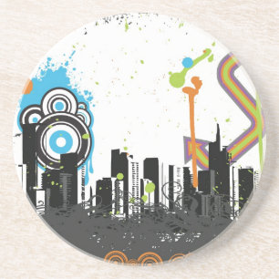 Illustration av en grungy cityscape underlägg