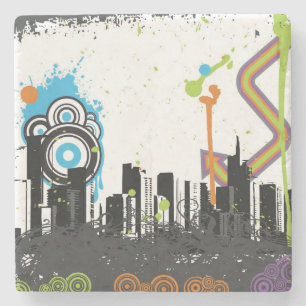 Illustration av en grungy cityscape underlägg sten
