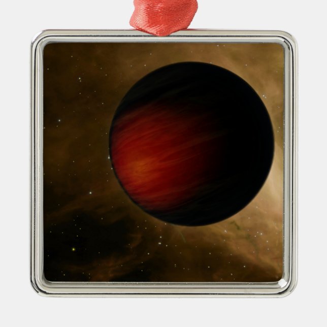 Illustration av en hett Jupiter med namnet HD 1490 Julgransprydnad Metall (Framsidan)