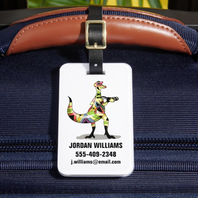 Illustration av en Iguanodon-fotograf. Bagagebricka (Framsida Insitu 2)