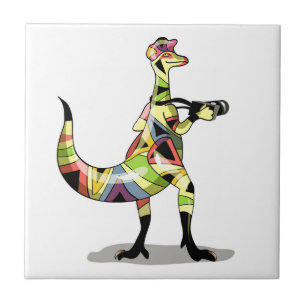 Illustration av en Iguanodon-fotograf. Kakelplatta